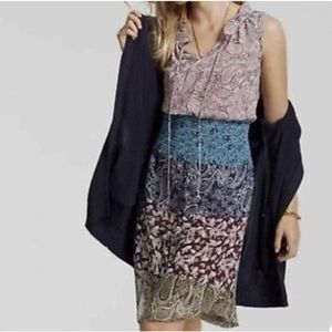 CAbi Style No 5371 Smocked Waist Multi Pattern Sleeveless Dress Size medium